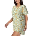 thumbnail image 2 of Uemuo Dog And Flower Pattern Women's Short-Sleeved Pajama, Button-Front Loungewear, 2-Piece Summer Sleepwear, Elastic Drawstring Shorts-Small, 2 of 7
