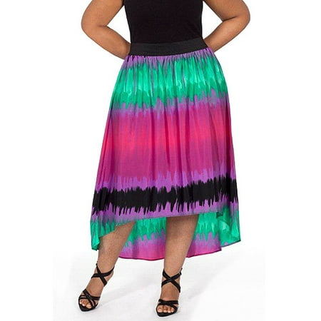 Plus Moda Women's Plus-Size Hi-Low Woven Maxi Skirt