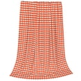 thumbnail image 2 of Honeii Orange Gingham Print Fleece Blanket - Throw Blanket for Bed, Sofa, Couch, Camping, and Travel , Microplush Ultra Soft Warm Blanket-60"x50", 2 of 7