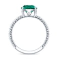 thumbnail image 2 of Cushion Cut Lab Created Emerald Solitaire Ring with Diamond for Women (2 Carat), 14K White Gold, US 11.50, 2 of 8