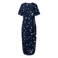 thumbnail image 5 of Women's Sleeveless Nightgown Women Casual Short Sleeve Star Moon Print One Shoulder Pockets Loose Long Dress Nightgowns & Sleepshirts XXXL, 5 of 5
