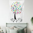 thumbnail image 4 of Music Tapestry, Tree with Musical Notes and Birds on Branch Happy Jolly Celebrating Playful Style, Wall Hanging for Bedroom Living Room Dorm Decor, 60W X 80L Inches, Multicolor, by Ambesonne, 4 of 5
