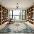 thumbnail image 2 of ODIKA 9'x12' Washable Area Rug Non-Slip, Chair-Friendly Beige Vintage Distressed Scrolling Vine Border Bathroom Ornamental for Dining Room, Basement, Large Office, 2 of 7