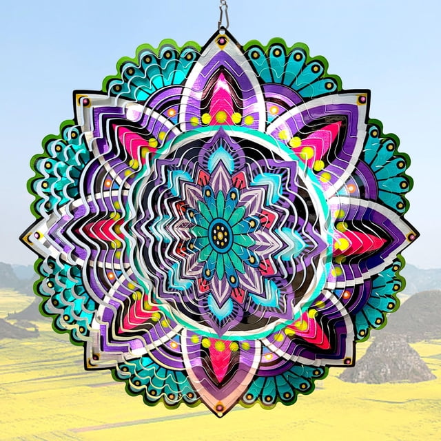Wind Spinner Aoedelyart Mandala Purple Star, 30 cm, acero inoxidable