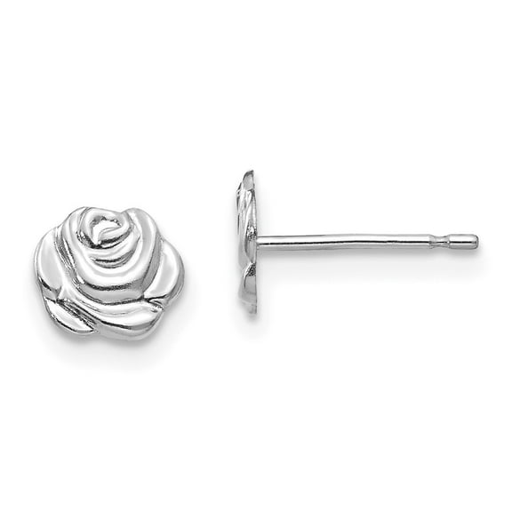 14K White Gold Earring Button Women'S 5 mm Madi K Polished Rose Post Earrings