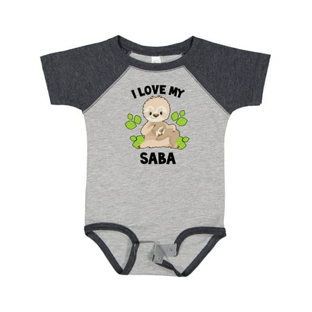 

Inktastic Cute Sloth I Love My Saba with Green Leaves Gift Baby Boy or Baby Girl Bodysuit