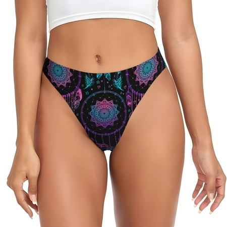 Adobk Dreamcatcher With Feathers Print Seamless Women Underwear Thongs No Show Ladies Thong No Line Breathable Comfortable Panties Undies for Women-Medium
