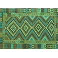 thumbnail image 1 of Ahgly Company Machine Washable Indoor Rectangle Southwestern Turquoise Blue Country Area Rugs, 2' x 4', 1 of 4