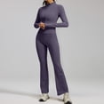 thumbnail image 4 of VISALY 2 Piece Tracksuit Sets Long Sleeve Zipper Jacket with Athletic High Waist Flare Long Leggings Slim Fit Casual Sport Workout Outfit Athleisure Tracksuit Jogger Loungewear Set Dark Purple Xxl, 4 of 8