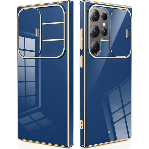 for Samsung Galaxy S24 Ultra Case with Camera Cover, [1x Screen Protector & Slide Camera Cover] Military Grade Shockproof Protective Phone Case for S24 Ultra Case 6.8", Deep Blue