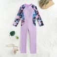 thumbnail image 5 of RTKFRFLM Big Girls One Piece Swimsuit Gradient Floral Long Sleeve Long Pants Surfing Suit Scuba Diving Wet Suit 7-12Y, 5 of 8