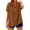 Brown, variant on Summer Shirts for Women Casual V Neck Short Sleeve Hooded Blouse Solid Color Loose Comfy Tops, Black S
