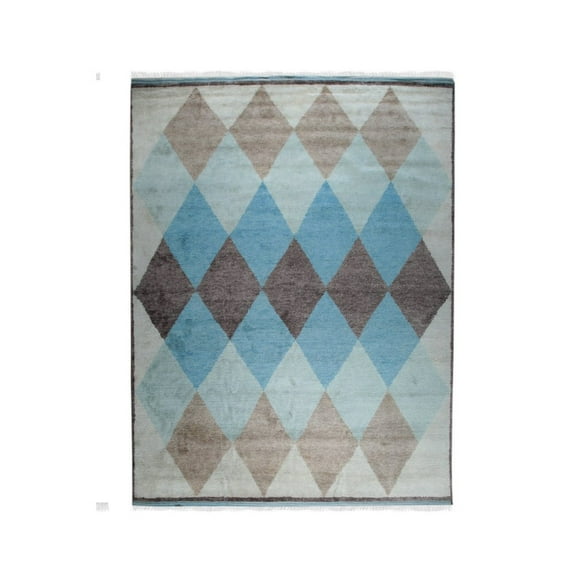 EORC Multicolored Hand-Knotted Wool Transitional Moroccan Rug, 5' x 8'