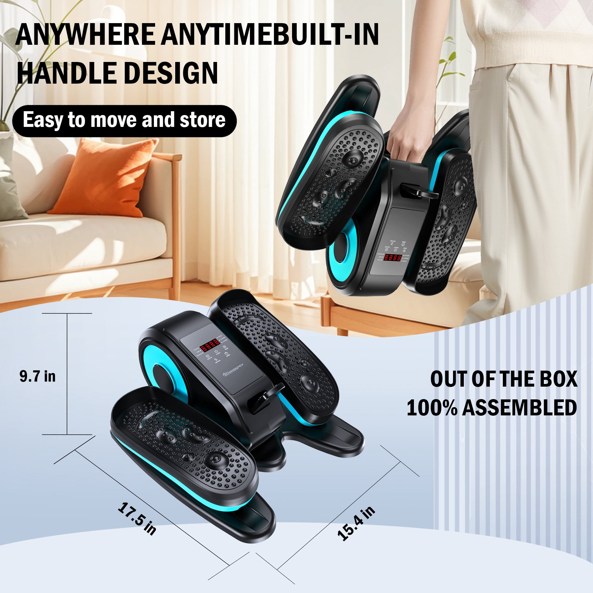 Under Desk Elliptical Machine, Electric Seated Pedal Exerciser, Mini Ellipse Leg Exerciser with Remoter, 12 Level Speeds, Forward & Reverse Direction, Manual & Auto Mode for Home Office