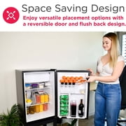 Frigidaire 4.5 Cu Ft Compact Refrigerator with Freezer, Platinum Mini Fridge with Chrome Trim for Apartment, Dorm, Office, Garage