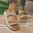 thumbnail image 2 of Rokment Orthopedic Platform Sandals for Women 2026 Comfortable Buckles Open Toe Memory Foam Wedge Walking Slides with Arch Support Beach Summer Khaki Size 6, 2 of 6