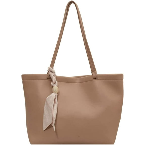 CoCopeaunt Retro PU Leather Tote Bag Purse for Women Large Chic Shoulder Bag Removable Pendant