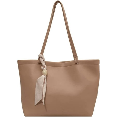 

DanceeMangoo Retro PU Leather Tote Bag Purse for Women Large Chic Shoulder Bag Removable Pendant