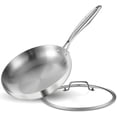 thumbnail image 1 of Sartén de acero inoxidable de 24 cm, tricapa, con tapa, sartén, compatible con cocina de inducción, apta para lavaplatos y horno, mango remachado., 1 of 4