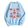 thumbnail image 2 of WXLWZYWL Christmas Bow Sweatshirt for Women Santa Gingerbread Hoodie Shirt Christmas Tree Cake Shirt Gift For Her, 2 of 3