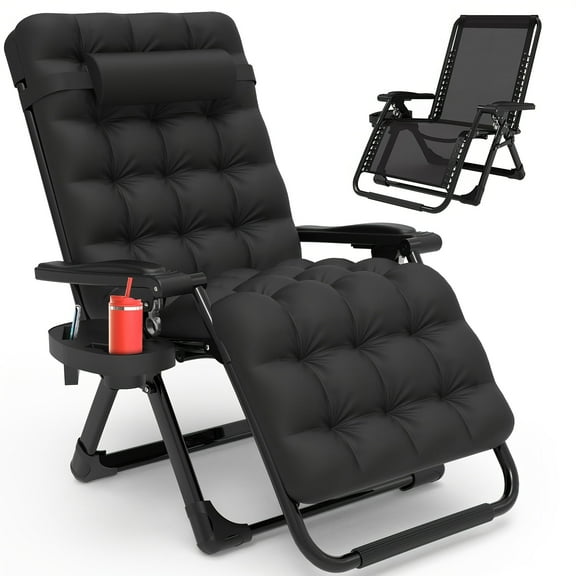 Ultimate Relaxation Zero Gravity Recliner Chair - Adjustable Headrest, Cup Holder Tray, Removable Cushion, Upgraded Lock, Folding Design for Indoor Outdoor Use
