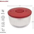 thumbnail image 2 of KitchenAid Universal Salad Spinner with Removable, Colander and One Handed Pump Mechanism, Large Bowl Nests and Features Non Slip Base, 7.43 Quart, Empire Red, 2 of 6