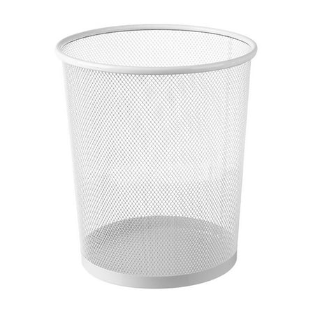 Holloyiver Round Waste Basket, Wire Mesh Desk Metal Trash Garbage Can, Wastebasket Recycling White Trash Bins Garbage Container for Bedroom Office School Kitchen Home Living Room