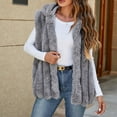thumbnail image 2 of BiZtdJrK Lightning Sales Womens Faux Fur Vest Winter Warm Short Coat Fluffy Shaggy Sleeveless Jacket Lounge Fuzzy Outerwear Gray L, 2 of 9