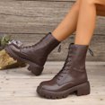 thumbnail image 5 of B91xZ Bottes à Talons Hauts Mi-Mollet pour Femmes Bout Rond Talon Bloc Bottines pour Femmes, Marron 8, 5 of 5