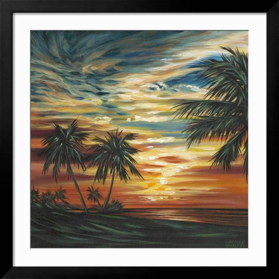 Art.com Stunning Tropical Sunset I Art Print, Black Frame Wall Art, 38" x 38"