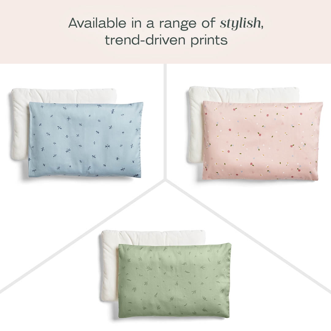 ergoPouch 0.3 TOG Toddler Pillow with Case - Made From and Filled with 100% GOTS Fertified Organic Cotton - Provides Pure Comfort for Your Little One's Peaceful Sleep Toddler, Dragonflies)