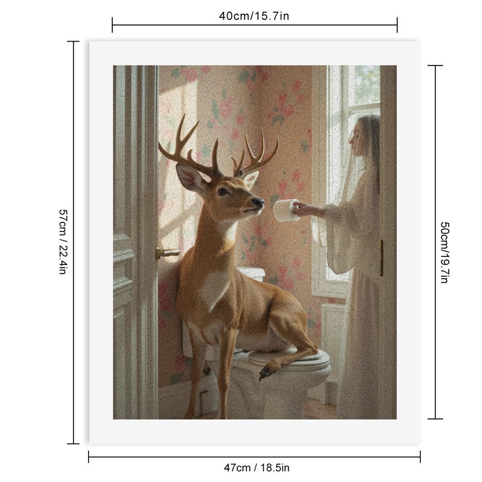 Paint By Numbers Kit for Adults Beginner - Deer Bathroom Surreal Art Scene DIY Canvas Painting Kits for Adults, Frameless Paint By Number for Adults for Home Wall Decor 16x20 Inch