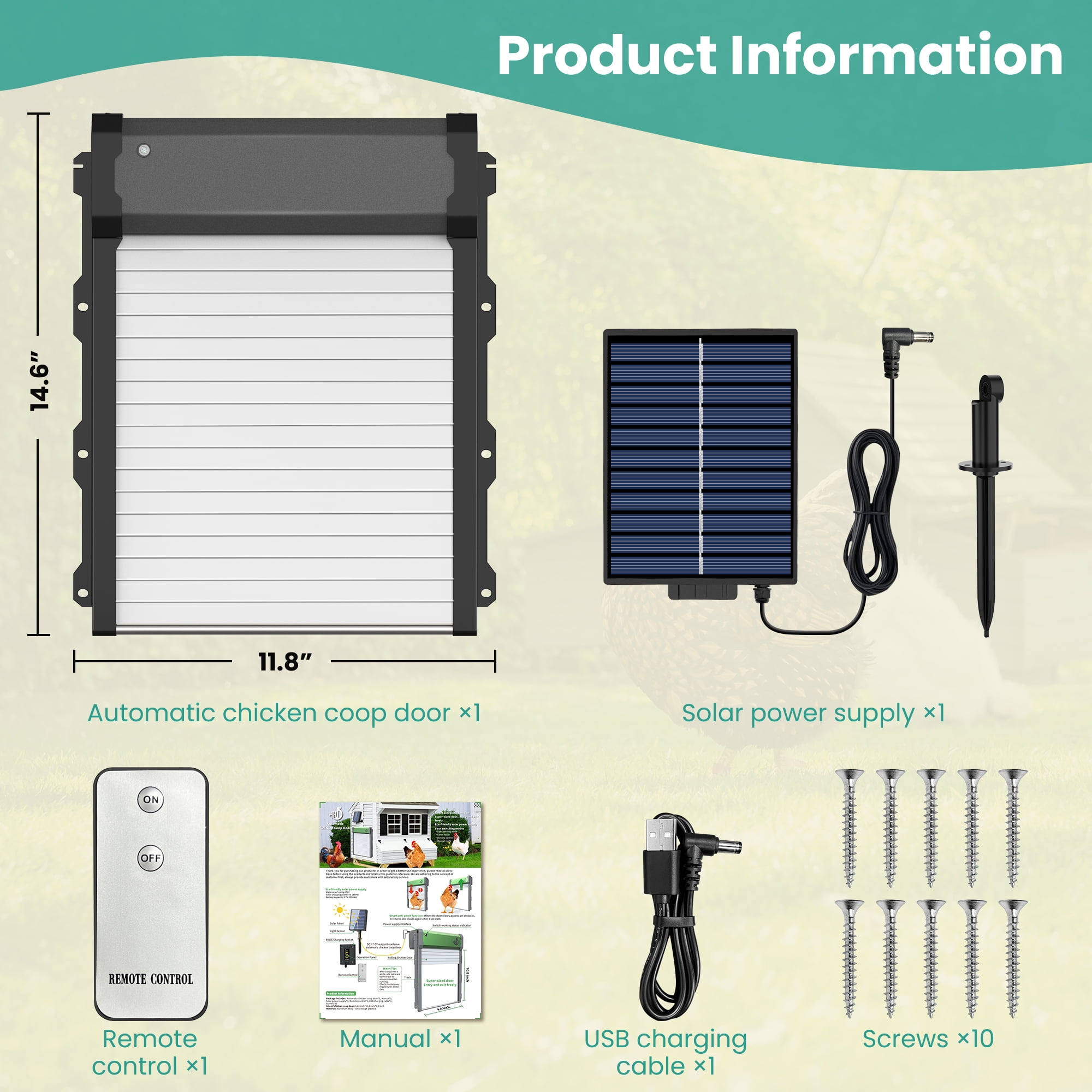 Innvello  Automatic Chicken Coop Door with Timer & Light Sensor Auto chicken Doors