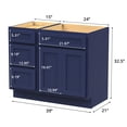 thumbnail image 4 of 39 in. W x 21 in. D x 32.5 in. H Bath Vanity Cabinet without Top in Blue, 4 of 5