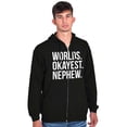 thumbnail image 3 of Worlds Okayest Nephew Aunt Uncle Joke Zip Hoodie Sweatshirt Men Brisco Brands S, 3 of 5