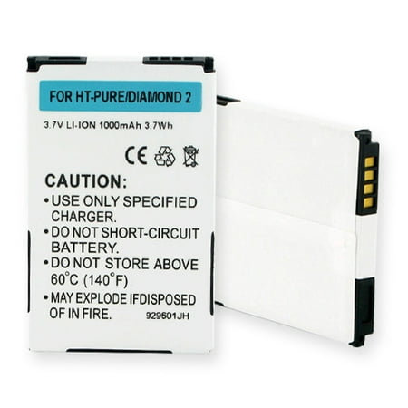 Pure Rechargeable Batteries HTC PURE Cell Phone Battery (Li-Ion, 3.7V, 1000mAh) Rechargeable Battery - Replacement for HTC BAS360 Battery ()