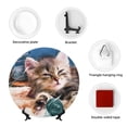 thumbnail image 4 of Wukai Playful Cat Print Decorative Plate for Display,Bone China Decorative Plate, Ceramic Dinner Plate with Stand, Vertical Ceramic Plate-6in, 4 of 6