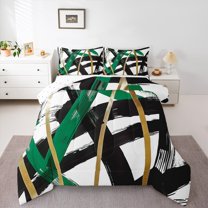 Homewish Geometric Stripes 3 Pieces Queen Comforter Set for Teens Boys Girls,Abstract Lines Ultra Soft Bedding Sets,Vintage Aesthetic Bedding Comforter Set Breathable,Lightweight Room Decor