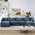 thumbnail image 3 of LLappuil Modular Sectional Sofa, Sectional Couch with 2 Movable Ottoman, Chenille 6 Seat Cloud Sofa Couch for Living Room Blue, 3 of 8