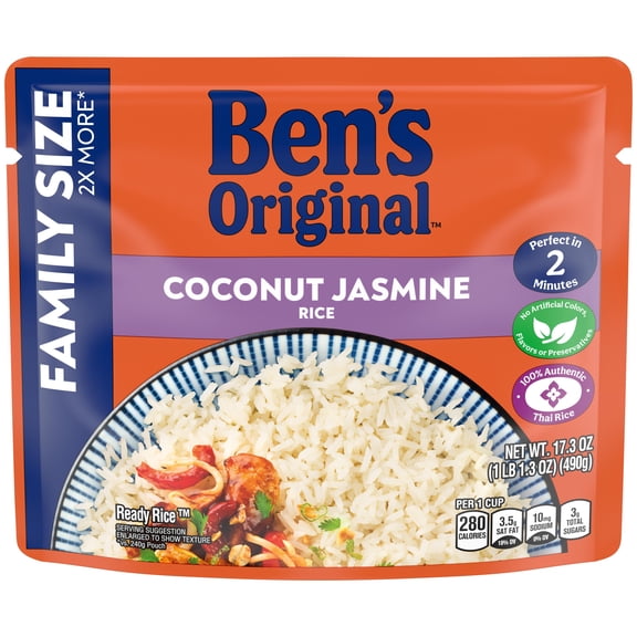 Ben's Original Ready Rice Coconut Jasmine Family Size 17.3 Ounces