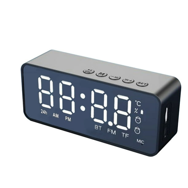 Mini altavoz Reloj despertador ajustable LED Sonido envolvente Audio Altavoz V5.0 compatible con Bluetooth, Negro sidaley EL002902-01B