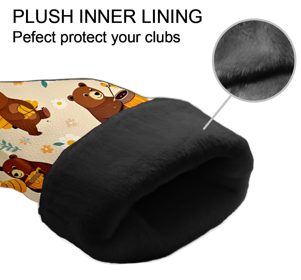 Golf Club Covers, LightYellow Bear Premium PU Leather Driver Hybrid Putter Head Covers with Velvet Lining, Waterproof Golf Gifts for Men Women