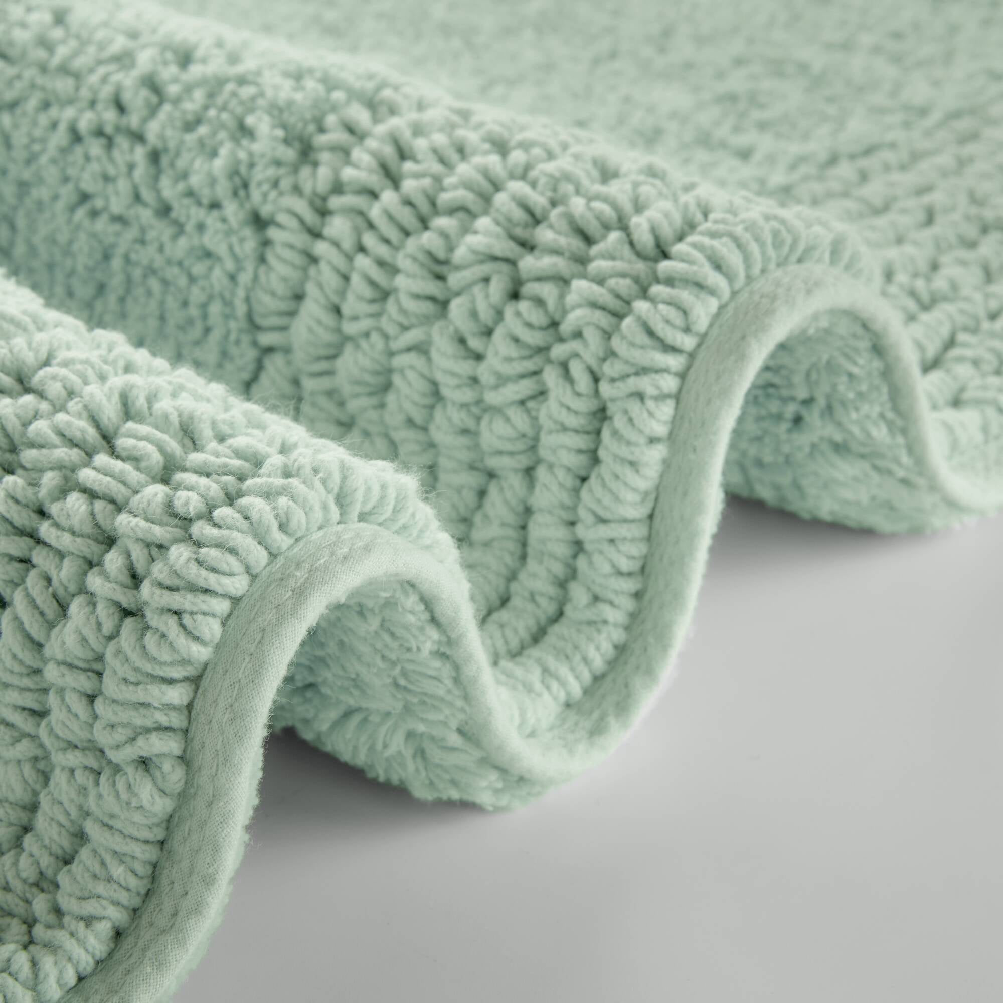 100% Cotton Tufted 3000 GSM Reversible Bath Rug 24x60" Green Ultra Plush Dense Machine Washable Long Bathroom Rug Runner