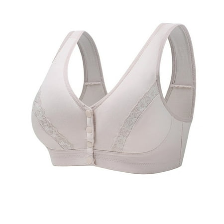

Knosfe Womens Bras No Underwire Front Button Closure Full Coverage Seamless Tshirt Bras for Women Light Gray 46