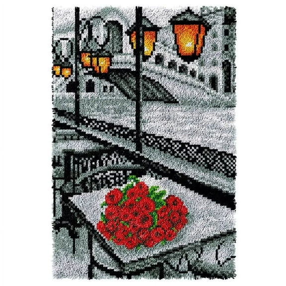 Latch Hook Kit, Scenery DIY Rug Crochet Yarn Kits Handcraft Dog Embroidery Set Crochet Needlework Crafts for Kids and Adults