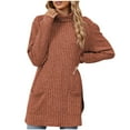 thumbnail image 2 of Itsame Women Cardigan Sweaters Loose High Neck Pullover Sweater Long Sleeve Pocket Solid Color Relaxed Sweatertop Orange Size M, 2 of 5