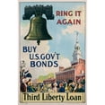 thumbnail image 2 of World War I Propaganda Posters. Advertisement For War Bonds. Text Reads 'Ring It Again. Buy U.S. Gov'T Bonds.' History, 2 of 2