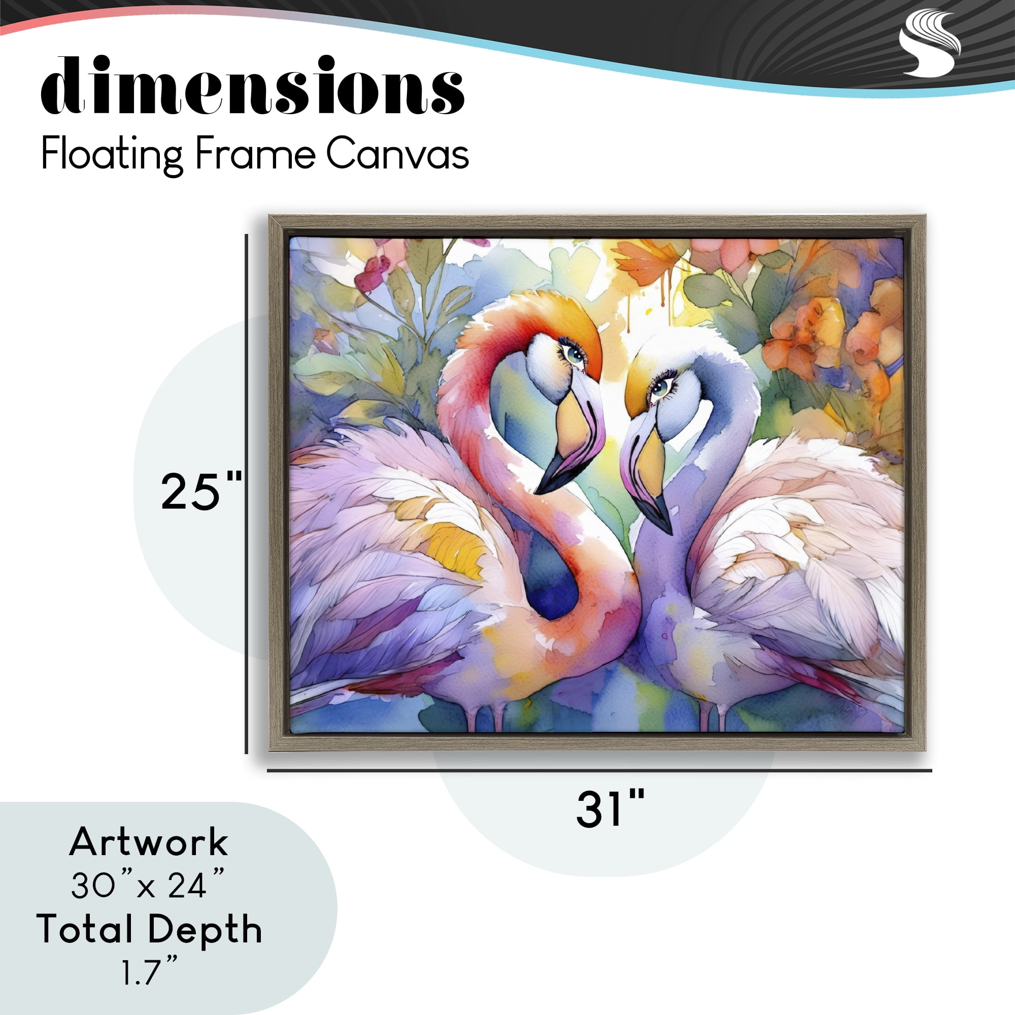 Stupell Industries Flamingo Love Pair Brown Framed Floater Canvas Wall Art, design by Shelly Craig