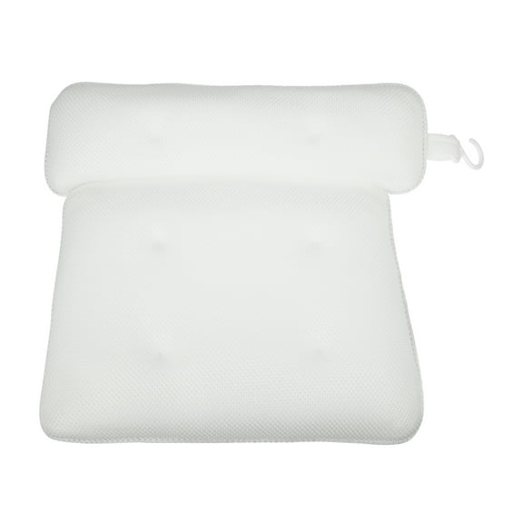 Unique Bargains Bath Pillow for Head Neck and Back Relax Bathtub Cushion with 6 Suction Cups White