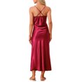 thumbnail image 3 of INSPIRE CHIC Women's Satin Long Sleep Dress Sleeveless Lace Night Shirt V Neck Nightgown M Red, 3 of 6